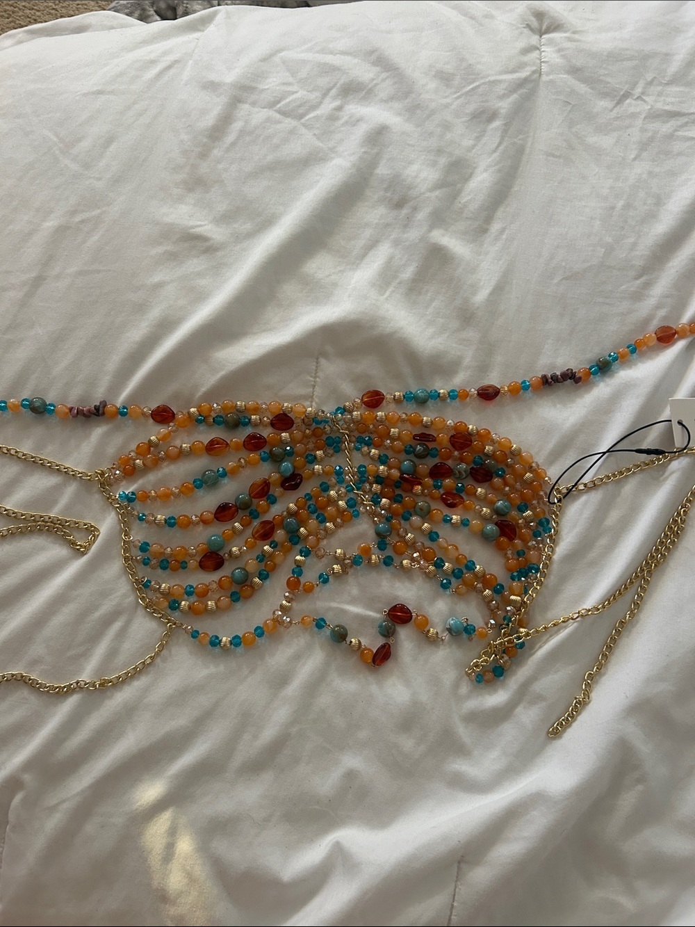 Fashion Nova Turquoise & Amber Beaded Body Chain